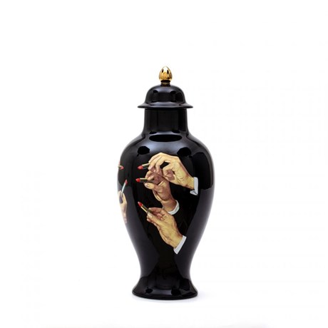 Toiletpaper vaso in porcellana lipsticks black