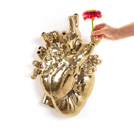 Vaso cuore oro gigante